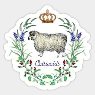 Cotswolds Sheep Lavender Wreath British Cottagecore Sticker